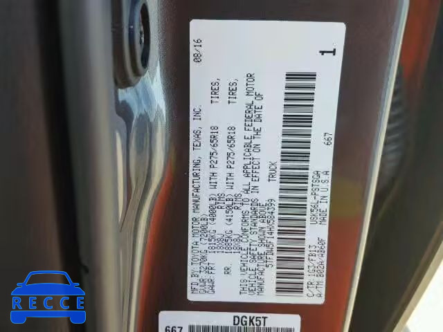 2017 TOYOTA TUNDRA CREWMAX 5TFDW5F14HX584399 image 9