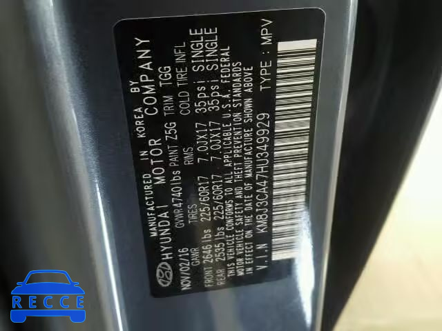 2017 HYUNDAI TUCSON LIM KM8J3CA47HU349929 image 9