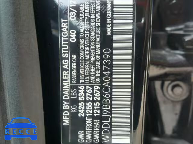 2012 MERCEDES-BENZ CLS550 4MA WDDLJ9BB6CA047390 image 9