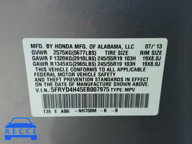 2014 ACURA MDX TECH 5FRYD4H45EB007975 зображення 9