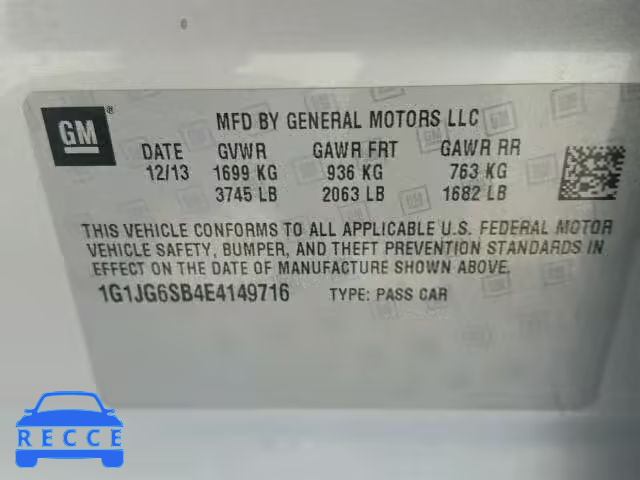 2014 CHEVROLET SONIC RS 1G1JG6SB4E4149716 image 9