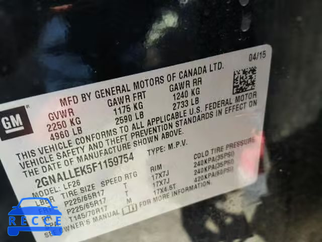 2015 CHEVROLET EQUINOX L 2GNALLEK5F1159754 image 9