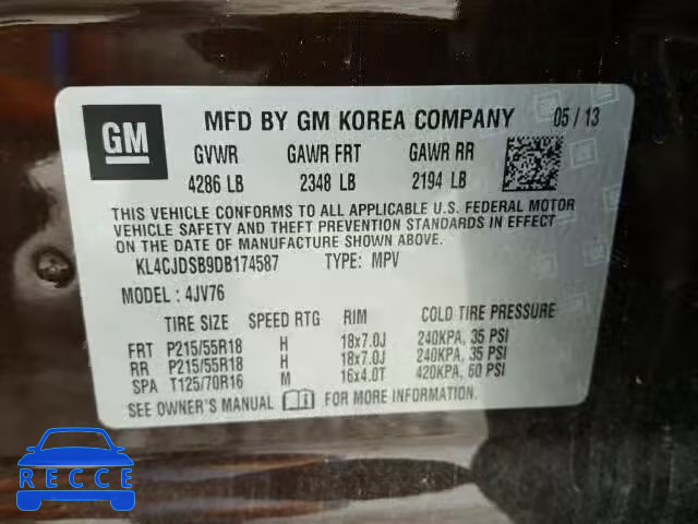 2013 BUICK ENCORE PRE KL4CJDSB9DB174587 image 9