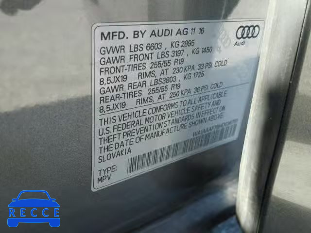 2017 AUDI Q7 PREMIUM WA1AAAF79HD036781 зображення 9