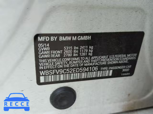 2014 BMW M5 WBSFV9C52ED594106 зображення 9
