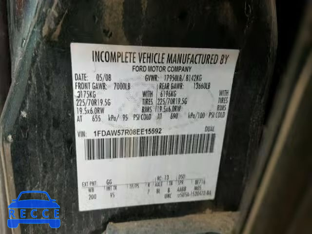 2008 FORD F550 SUPER 1FDAW57R08EE15592 image 9