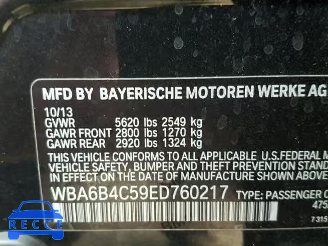 2014 BMW 650XI GRAN WBA6B4C59ED760217 image 9