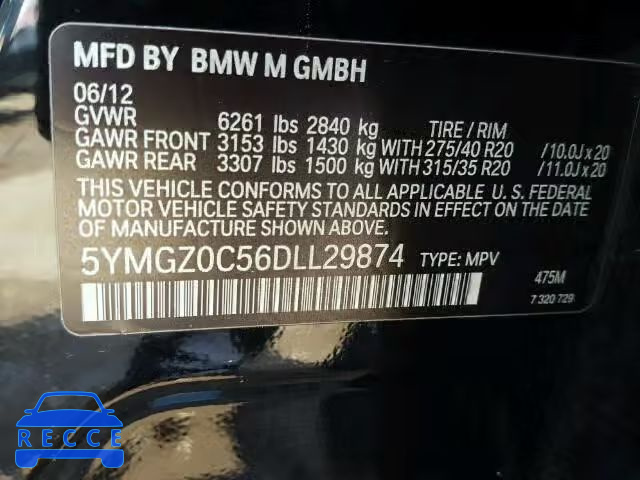 2013 BMW X6 M 5YMGZ0C56DLL29874 image 9