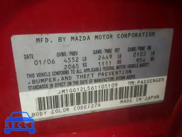 2006 MAZDA MAZDASPEED JM1GG12L561105109 image 9