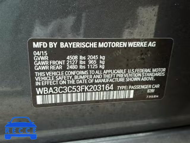 2015 BMW 320I XDRIV WBA3C3C53FK203164 зображення 9