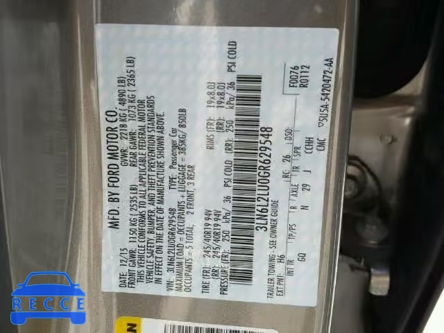 2016 LINCOLN MKZ HYBRID 3LN6L2LU0GR629548 Bild 9