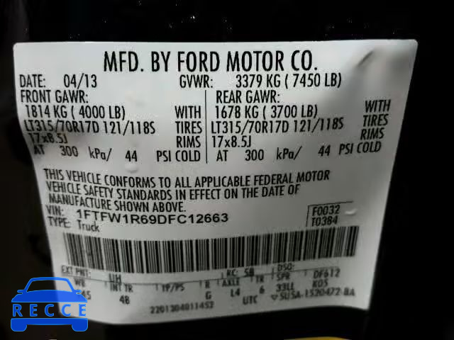 2013 FORD F150 SVT R 1FTFW1R69DFC12663 image 9