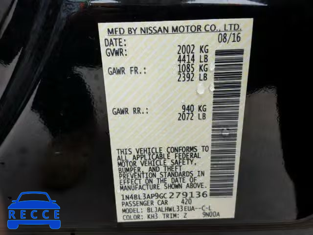 2016 NISSAN ALTIMA 3.5 1N4BL3AP9GC279136 Bild 9