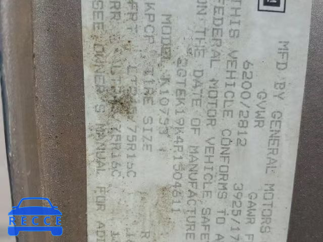 1993 GMC SIERRA K15 2GTEK19K4P1504611 image 9