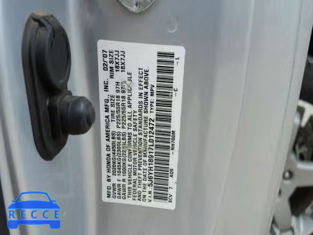 2007 HONDA ELEMENT SC 5J6YH18917L012472 image 9