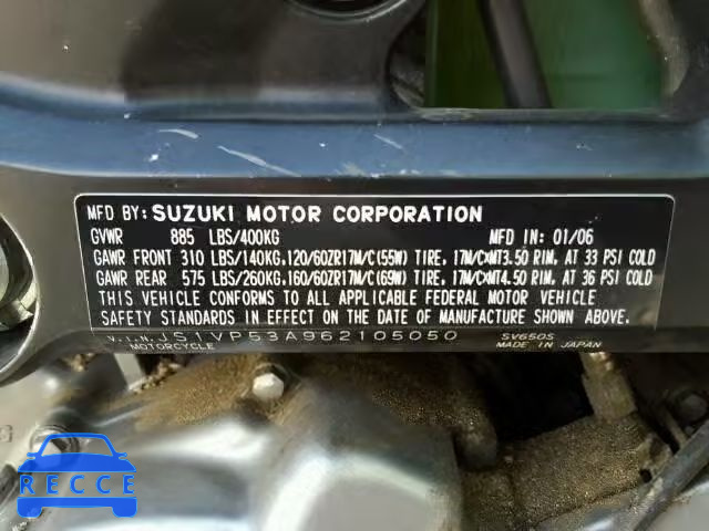 2006 SUZUKI SV650 JS1VP53A962105050 image 9