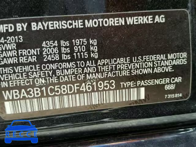 2013 BMW 320I WBA3B1C58DF461953 Bild 9