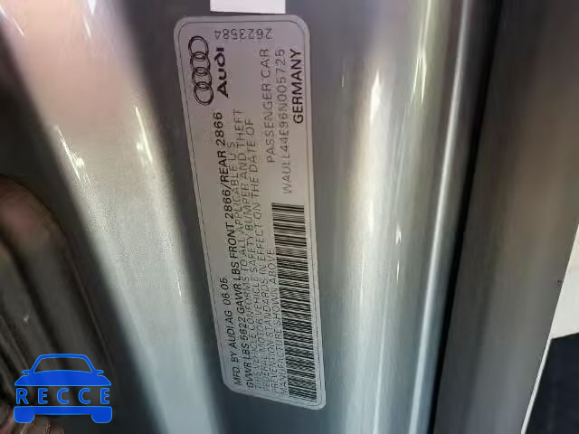 2006 AUDI A8 QUATTRO WAULL44E96N005725 image 9