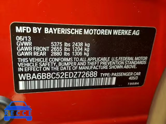 2014 BMW 640XI GRAN WBA6B8C52EDZ72688 зображення 9