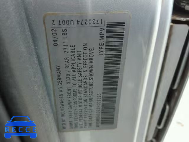 2003 VOLKSWAGEN EUROVAN MV WV2MB47053H002925 image 9