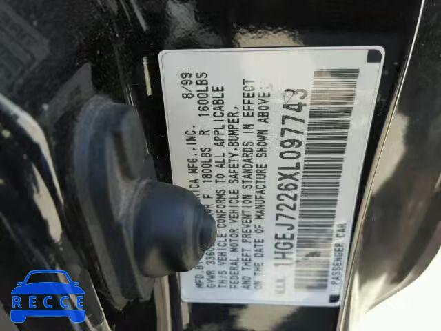 1999 HONDA CIVIC HX 1HGEJ7226XL097743 Bild 9