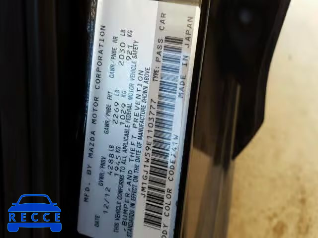 2014 MAZDA 6 GRAND TO JM1GJ1W59E1103777 image 9