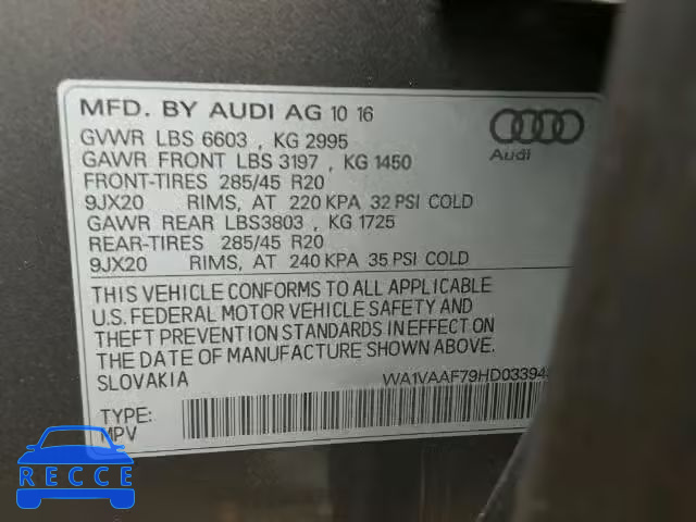 2017 AUDI Q7 PRESTIG WA1VAAF79HD033946 image 9