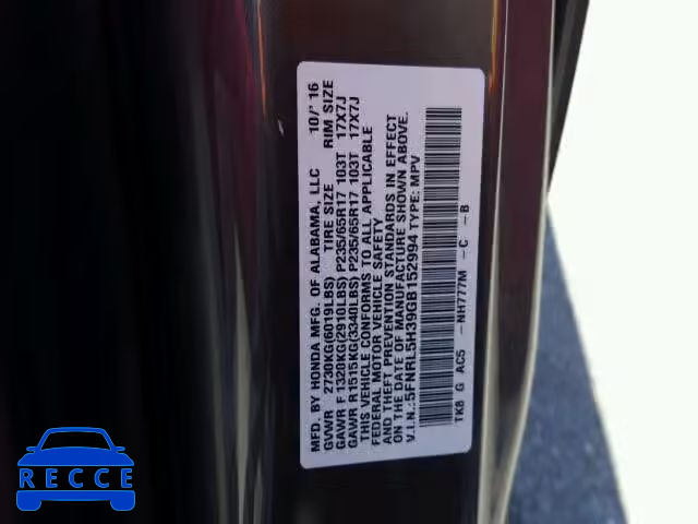 2016 HONDA ODYSSEY SE 5FNRL5H39GB152994 image 9