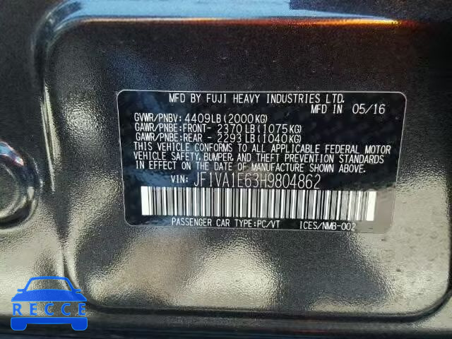 2017 SUBARU WRX PREMIU JF1VA1E63H9804862 image 9