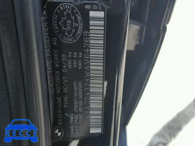 1998 BMW 328I AUTOMATIC WBACD4324WAV64269 image 9