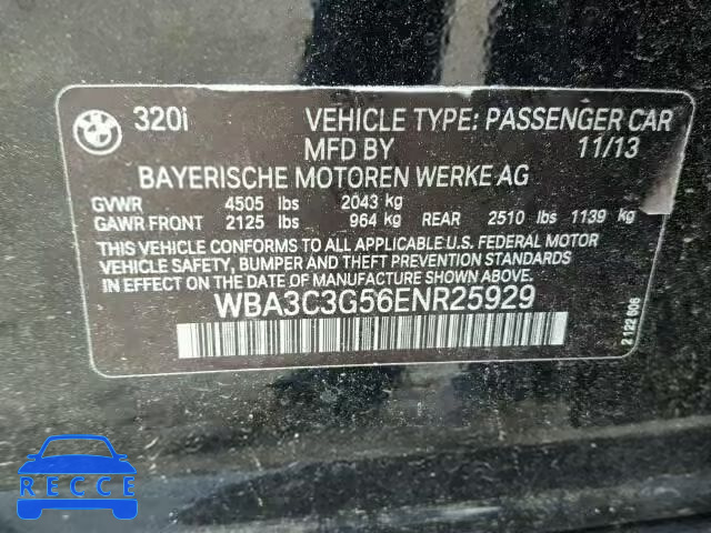 2014 BMW 320I XDRIV WBA3C3G56ENR25929 image 9