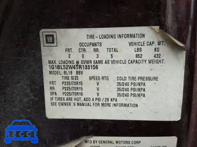 1996 CHEVROLET CAPRICE CL 1G1BL52W4TR133156 image 9