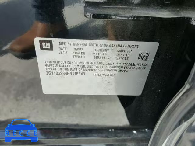 2017 CHEVROLET IMPALA LT 2G1105S34H9115848 image 9