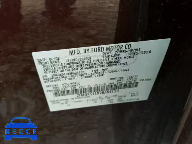 2009 FORD FLEX SE 2FMDK51C89BA05133 image 9