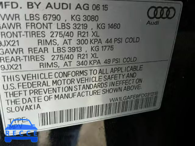 2015 AUDI Q7 PREMIUM WA1LGAFE8FD031316 image 9