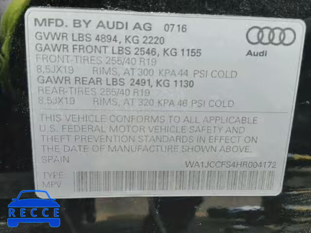 2017 AUDI Q3 PREMIUM WA1JCCFS4HR004172 image 9