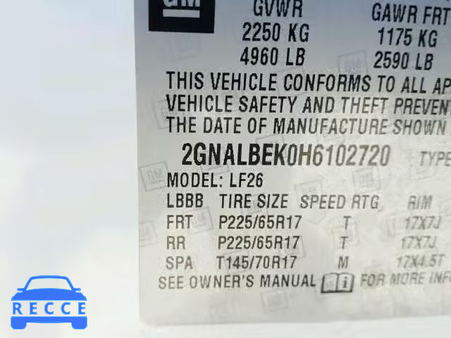 2017 CHEVROLET EQUINOX LS 2GNALBEK0H6102720 image 9