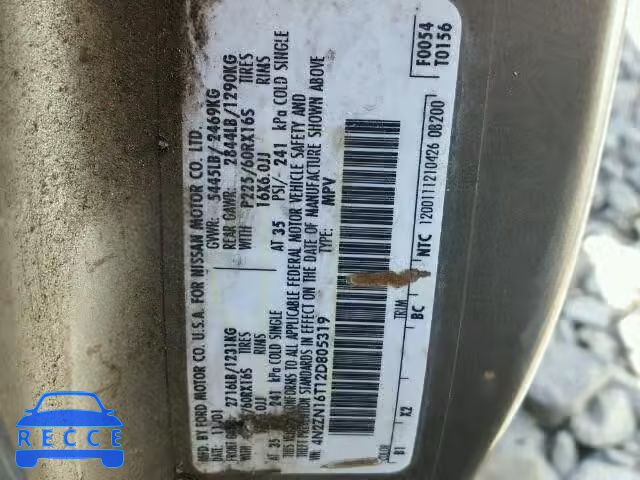 2002 NISSAN QUEST SE 4N2ZN16T12D805319 зображення 9
