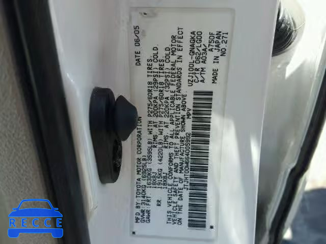 2006 LEXUS LX 470 JTJHT00W664005992 image 9