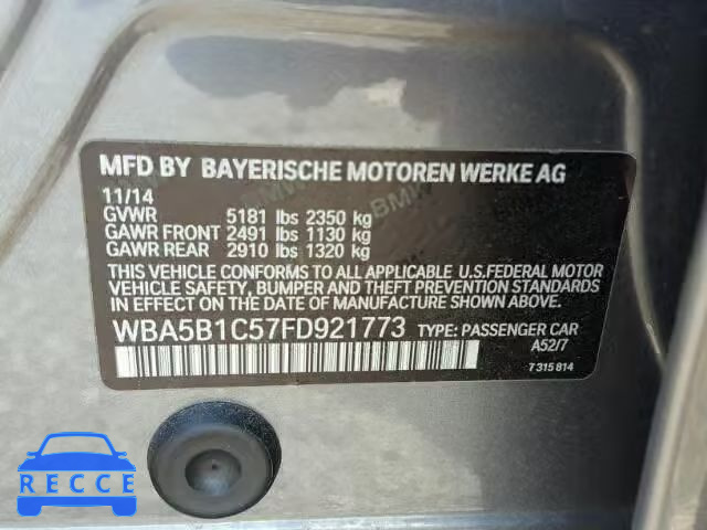 2015 BMW 535I WBA5B1C57FD921773 image 9