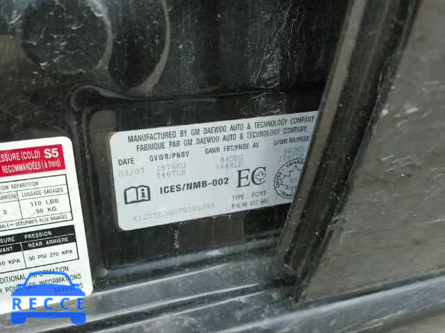 2007 PONTIAC WAVE KL2TD55607B162384 image 9