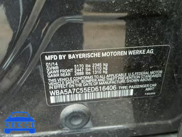 2014 BMW 528XI WBA5A7C55ED616406 зображення 9