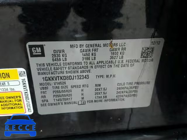 2013 GMC ACADIA DEN 1GKKVTKD8DJ132343 image 9