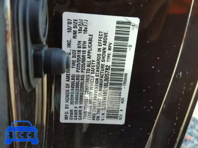 2008 HONDA ELEMENT SC 5J6YH18918L005782 image 9