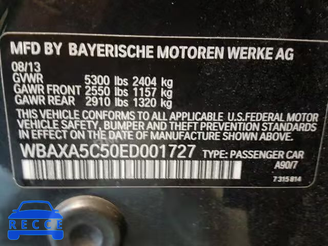 2014 BMW 535D WBAXA5C50ED001727 зображення 9