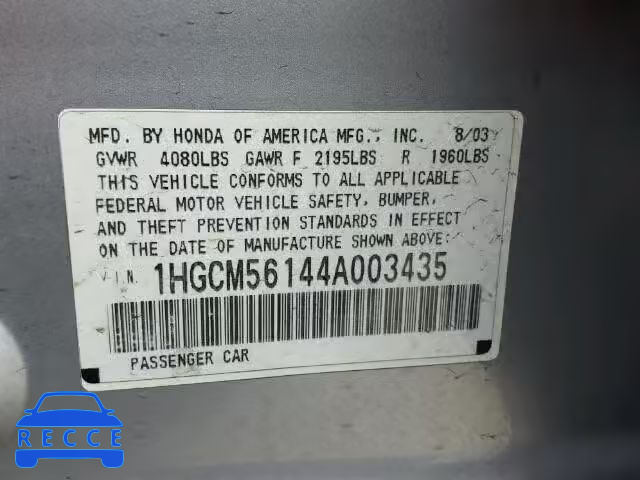 2004 HONDA ACCORD DX 1HGCM56144A003435 image 9