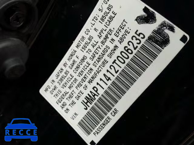 2002 HONDA S2000 JHMAP11412T006235 image 9