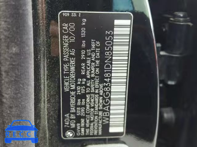 2001 BMW 740I AUTOMATIC WBAGG83481DN85053 зображення 9