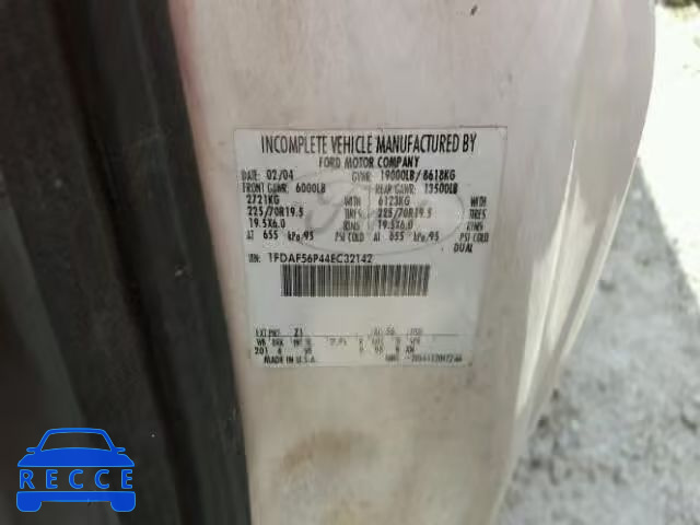 2004 FORD F550 SUPER 1FDAF56P44EC32142 image 9