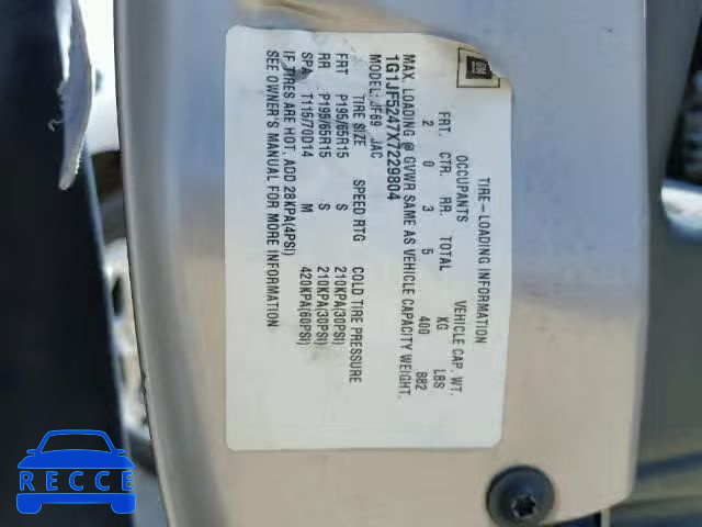 1999 CHEVROLET CAVALIER L 1G1JF5247X7229804 image 9